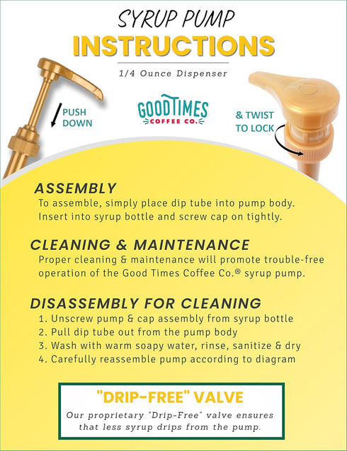 Gold Coffee Syrup Pump for 750 ml Bottles (Pack of 6), Fits Upouria, Torani, DaVinci, Monin