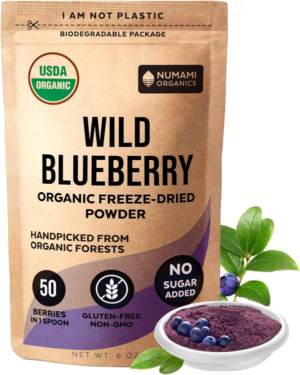 Wild Blueberry Powder Organic, USDA Certified, for Smoothies, Baking and Flavoring, Rich