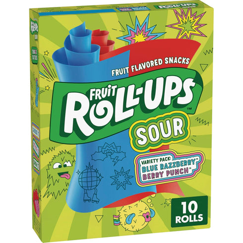 Fruit Roll-Ups Sour Fruit Flavored Snacks, Blue Razzberry & Berry Punch Flavors, Variety Pack