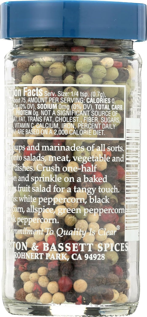 Bassett 1.9 (Pack 3) Morton & Rainbow Peppercorn with Allspice, All Natural, Kosher, MSG Free, Gluten Free & Non-GMO
