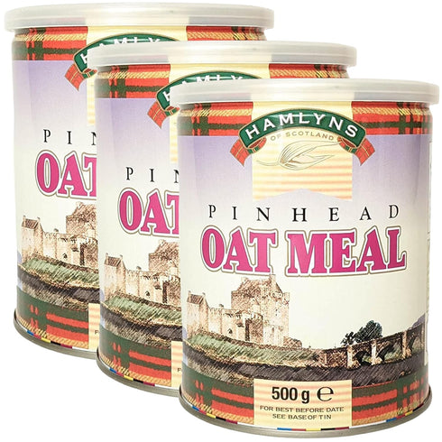 Hamlyns Scottish Steelcut Pinhead Oats, 17 Ounce Tin (Pack of 3)