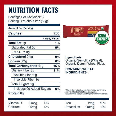 16 oz Barilla Al Bronzo Organic Spaghetti