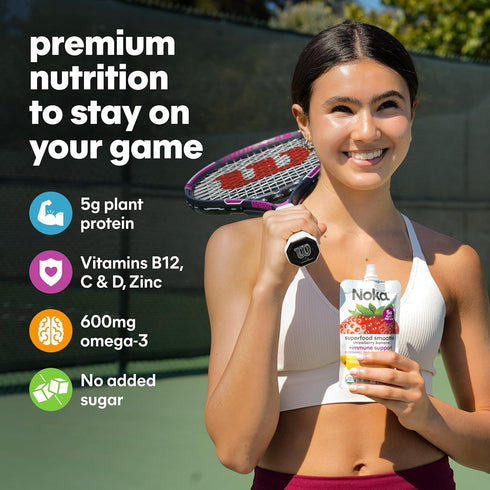 Immune 4.22 oz (Pack 24) Noka Superfood Fruit Smoothie Pouches with Support, Super Berry, Healthy Snacks with Vitamin