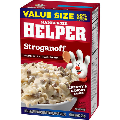 (10.2 oz 6 Pack) 3 Hamburger Helper Stroganoff Value Size Pasta Meal - No Artificial Flavors, Ready in Easy Steps