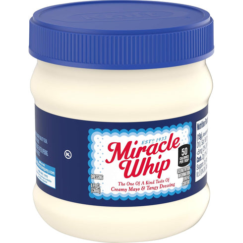 Miracel Whip 8oz 0.5 Miracle Whip Miracle Whip Mayonnaise, jar, Pound