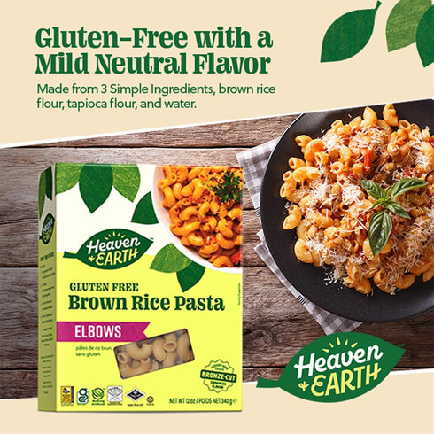 Elbow 12oz (6 Pack) Heaven & Earth Brown Rice Pasta, Gluten Free Pasta, | Whole Grain | Gluten Free Pasta | Amazing