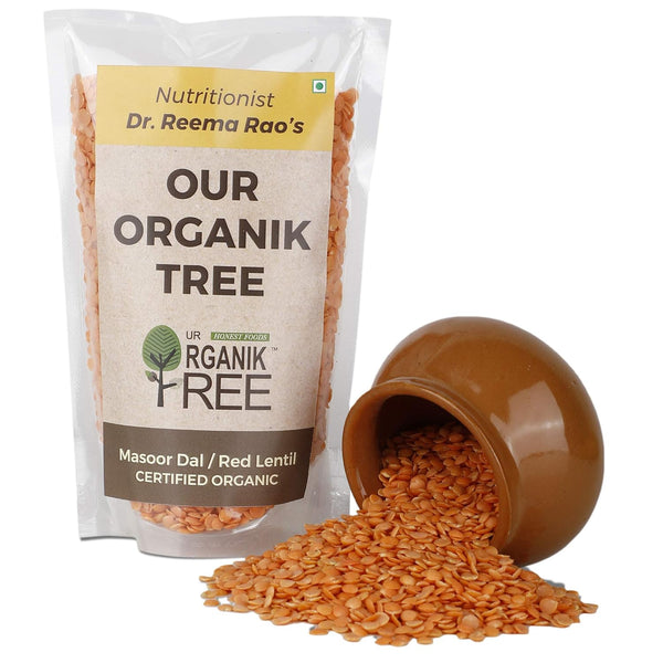 Our Organik Tree 100 % organic Masoor Dal / Red Lentil 500 Gms (17.64 OZ)