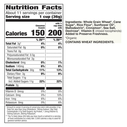 Size,14.5 oz,(Pack 4) Cascadian Farm Organic Cinnamon Crunch Cereal,Family