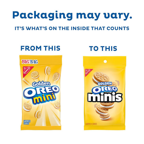 12 3 oz OREO Minis Golden Sandwich Cookies, - Bags