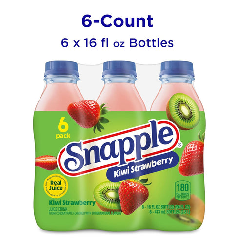 16 oz 6 pack Snapple Kiwi Strawberry Juice Drink, fl recycled plastic bottle