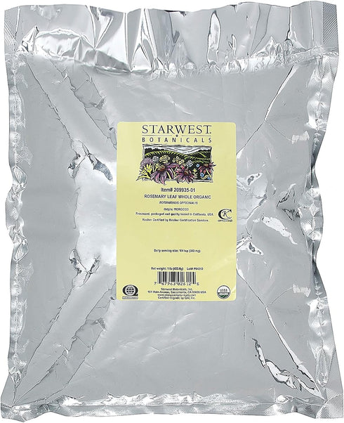 Starwest Botanicals Organic Rosemary Leaf Whole, 1 Pound Bag