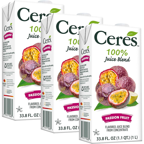 Ceres Passion Fruit Juice Blend, 3-Pack 100% Natural, Rich in Vitamin C,
