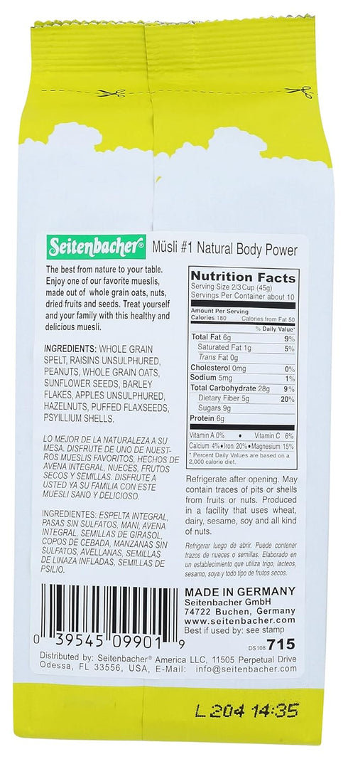 Seitenbacher No1 16 , Muesli Natural Body Power, Ounce