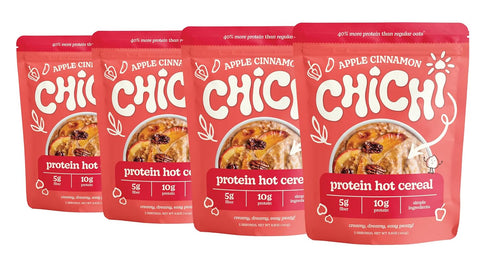 ChiChi Protein Hot Cereal | Apple Cinnamon (8.8 oz x 4 pouches,