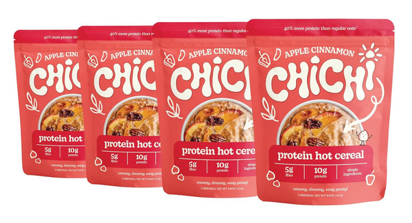 ChiChi Protein Hot Cereal | Apple Cinnamon (8.8 oz x 4 pouches,