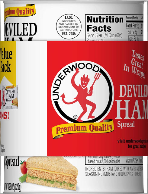 Underwood 4.25 (Pack 4) Deviled Ham Spread, Ounce
