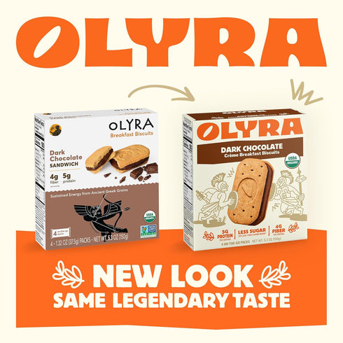 24 Packs Olyra Dark Chocolate, Sandwich Breakfast Biscuits, Healthy Snacks for Adults and Kids, Low Sugar, High Fiber
