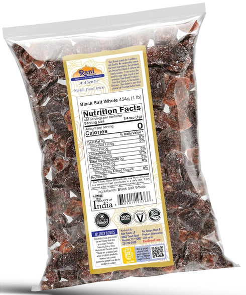 16oz (1lb) 454g Rani Black Salt Raw Whole (Kala Namak) Mineral ~ Unrefined, Pure and Natural | Vegan | Gluten Friendly