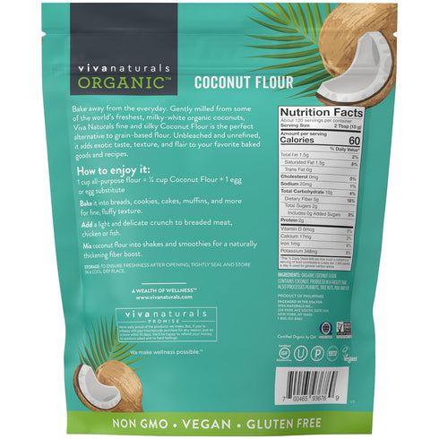 Viva Naturals Organic Coconut Flour (4 lbs) - Gluten Free Baking Flour Substitute for Keto, Paleo, Vegan