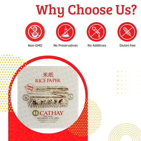 Cathay Fresh Spring Roll Rice Paper Wrappers, 30 Sheets Each, Non-GMO, Low Carb, Veggie Wrap