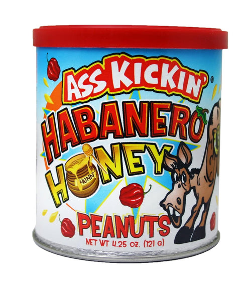 ASS KICKIN' Roasted Spicy Hot Peanuts - 4.25 oz Ultimate Spicy Gourmet Gift Peanuts (Habanero Honey)