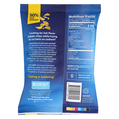 24 count 1oz 50% SaltMe! Variety Potato Chips - Bags - Less Sodium, Kosher, Non-GMO, Gluten Free - Less Salt, Great