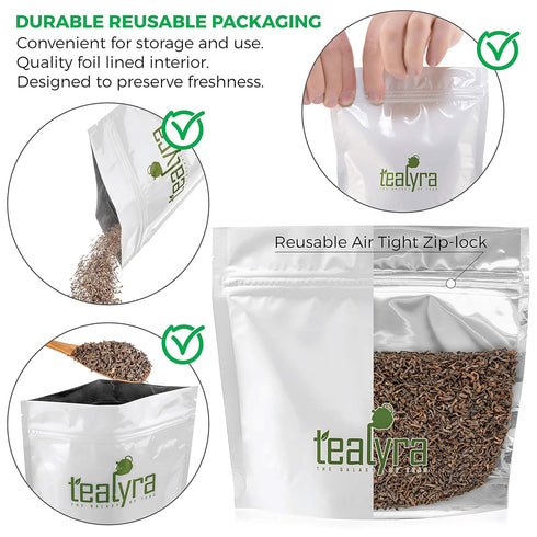 Tealyra 35 200g (7-ounce) - Years Golden Royal Pu-erh Ripe - Rare Guangxi Aged Pu Erh - Loose Leaf Tea - Healthy Tea