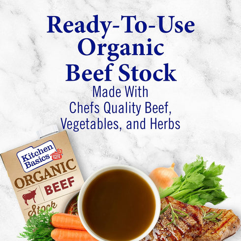 32 oz. Kitchen Basics Organic Beef Stock, Carton, Enrich the Flavor of Broth, Pot Roast, Chili and Soups, Perfect