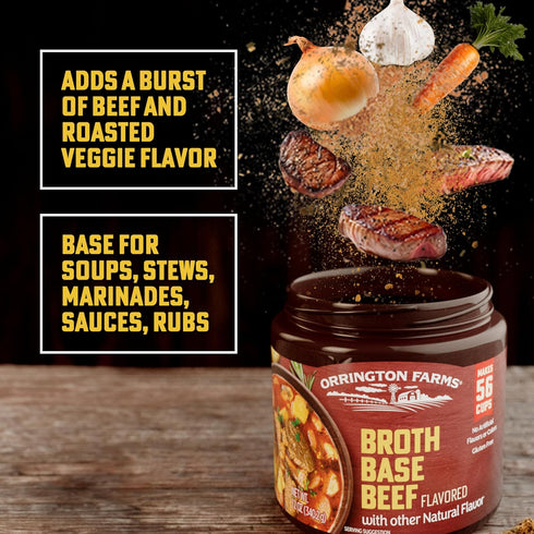 Orrington Farms Beef Flavored Broth Base, Granulated Bouillon, 12 oz Jar