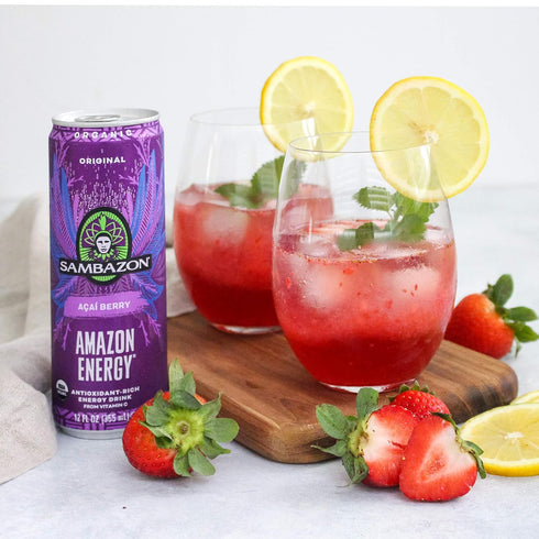 12 (Pack 12) Sambazon Organic Amazon Energy Drink, Original Acai Berry, Ounce