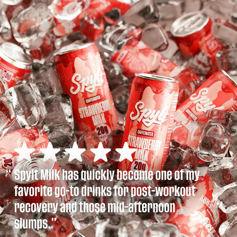 60mg 20g 90 12 Count Spylt High Protein Strawberry Milk with Caffeine & Protein - Calories, Ready to Drink, Sugar Free