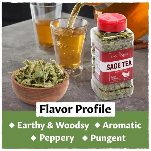 1.41oz, Eastanbul Sage Leaves, Dried Sage Leaf, Salvia Tea, Loose Leaf Herbal Tea, Te de Salvia, Perfect for Cooking