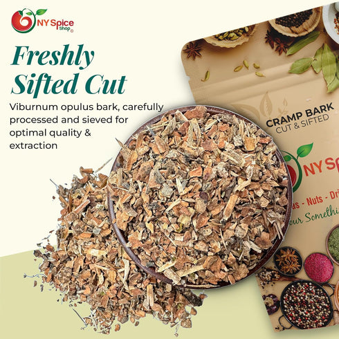 2 NY Spice Shop Cramp Bark Cut & Sifted - Pound Viburnum Opulus - Herbal Cramp Bark Ingredient for Herbal Tea