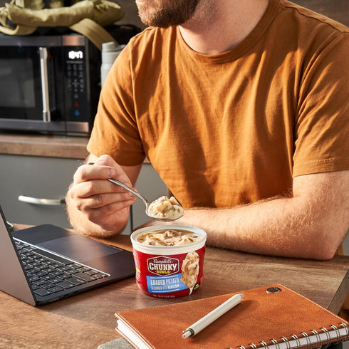 15.25 oz 8) Campbell's Chunky Soup, Loaded Potato Seasoned with Bacon, Microwavable Bowl (Case
