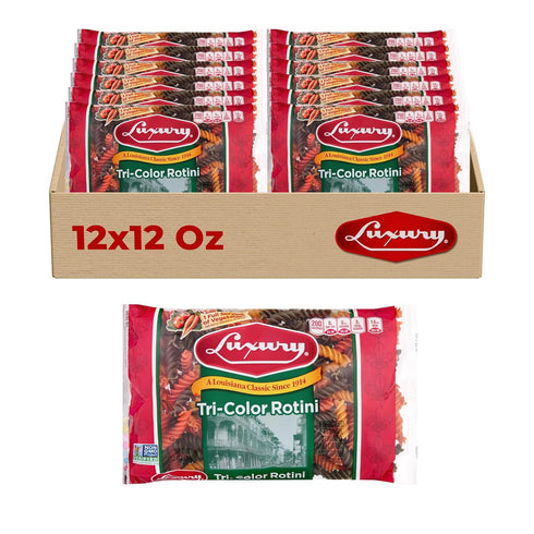 Luxury Tri-Colored Rotini Pasta, 12-Pack (12 oz Each) Vibrant Spiral Pasta for