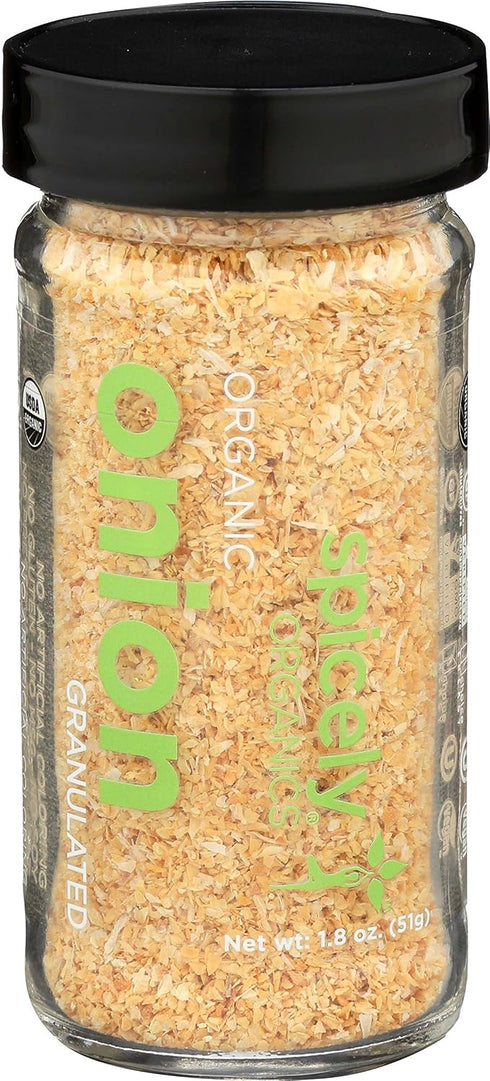 Spicely Organic Onion Granulates, 1.80 Ounce Jar, Certified Gluten Free