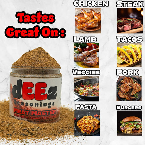 Deez Seasonings Meat Master - Premium Seasoning for Beef, Chicken, Pork, and Veggies, Bold Flavor, All-Natural, No