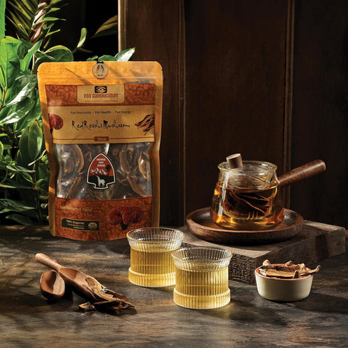 VOS GANOLUCIDUM - 100% Organic Sliced Dried Reishi Mushroom, 1.76 Oz, Ideal for Tea Brewing