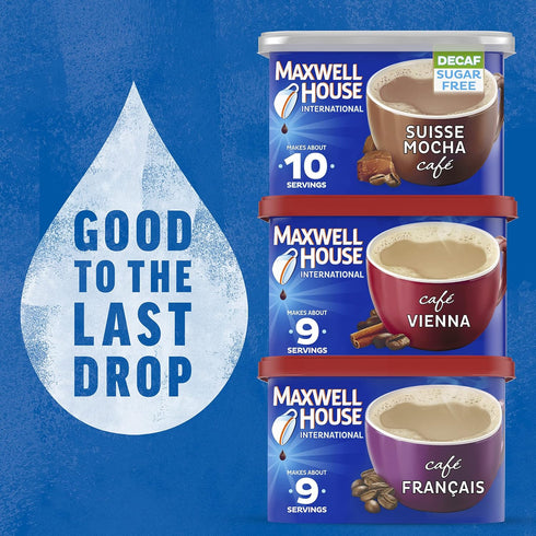(4 Pack, 4 oz Maxwell House International Suisse Mocha Caf-Style Decaf Sugar Free Instant Coffee Beverage Mix ct