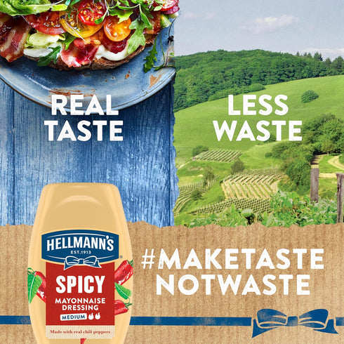 11.5 oz (Pack 2) Hellmann's Spicy Mayonnaise Dressing Squeeze Bottle For a Rich, Creamy Condiment Made with Real Chili