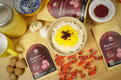 Zaffrus Premium Saffron Powder for Cooking, Athletes, Specialty Drinks - Pack of 25 (3.125 gr/ .1102 oz)