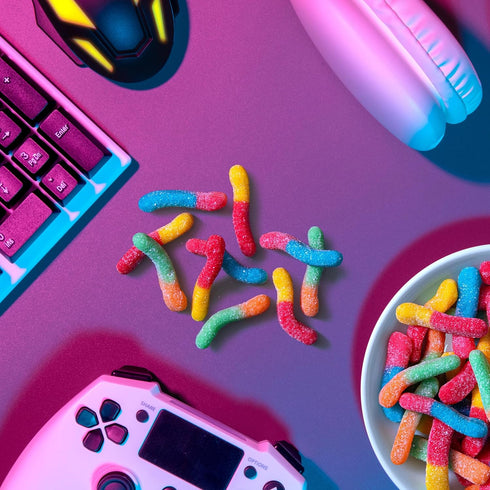 Gummy 28.8 oz Trolli Sour Brite Crawlers, Candy, Cherry-Lemon, Strawberry-Grape & Orange-Lime, Sweet and Sour, Worms