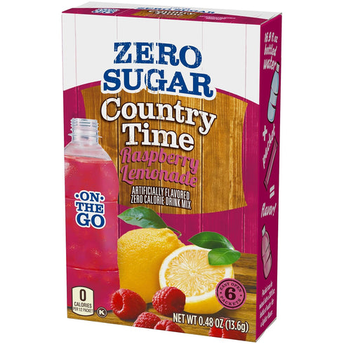 Country Time Sugar-Free Raspberry Lemonade Drink Mix - 6 On-the-Go Packets