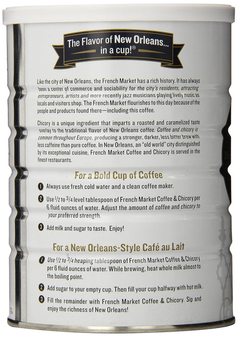 French Market Coffee & Chicory Medium-Dark Roast Ground Coffee, 12oz Can (Pack of 1)