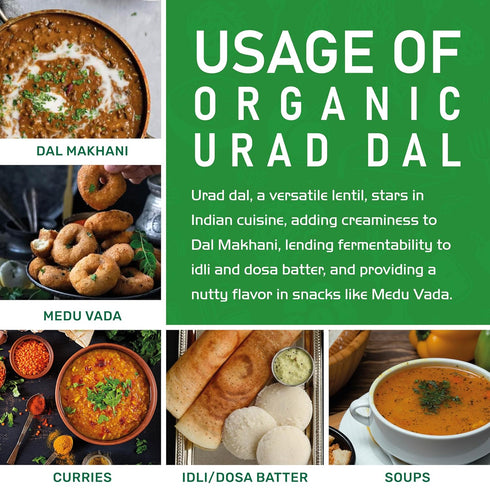 2 Packaging! Jiva USDA Organics Urad Dal (Split Matpe Beans) Pound - NEW