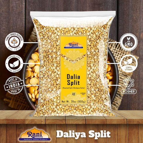 800g (28oz) Rani Daliya Split (Roasted Split Chickpeas Dalia) ~ All Natural | Vegan | Indian Origin