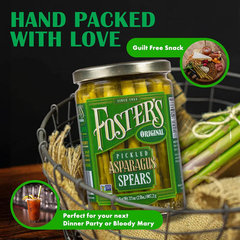 32oz, 2 Pack, 40 Foster's Pickled Asparagus Spears in a Jar, Original, Traditional Pickled Vegetables Recipe for over