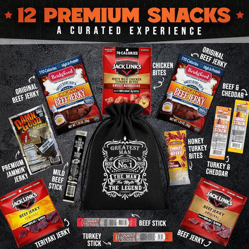 Pack Beef Jerky Gift Baskets For Men - Dad Gifts, Birthday Gifts For Men | Beef Jerky Variety