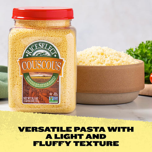 26.5-Ounce (Pack 1) RiceSelect Couscous, Moroccan-Style Wheat Couscous Pasta, Non-GMO, Jar
