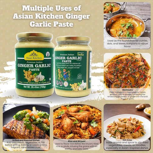 26.5oz (750g) Asian Kitchen Ginger Garlic Cooking Paste Glass Jar ~ Vegan | Gluten Free | NON-GMO | No Colors | Indian